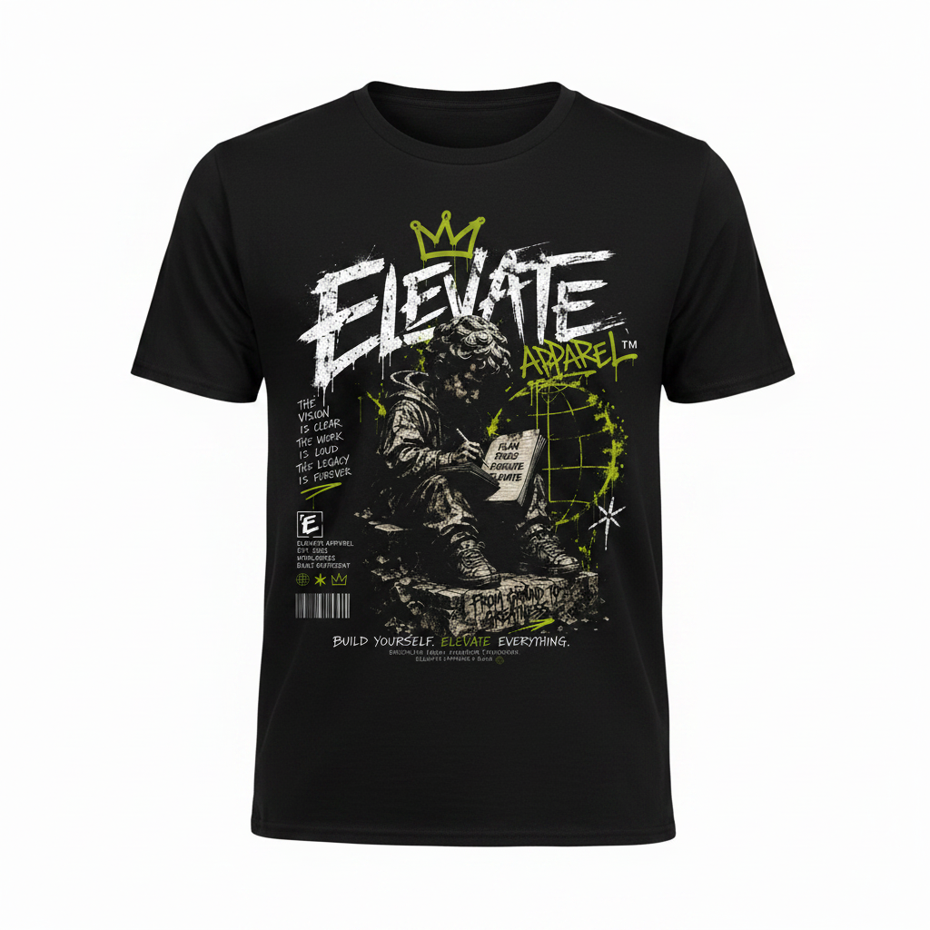 From Ground to Greatness graphic tee on black shirt – Elevate Apparel